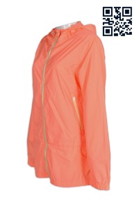 J557訂造淨色修身女士風褸 螢光拉鍊 單層風褸 設計防風女款外套  長袖防曬衣 網上下單風褸外套 風褸供應商